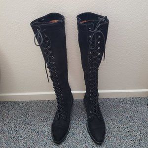 ROC Black Suede Boots sz 38 7.5 7 US Lace Up Punk Goth Victorian Australia New